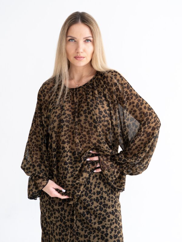 Blown sleeves blouse | Dark brown