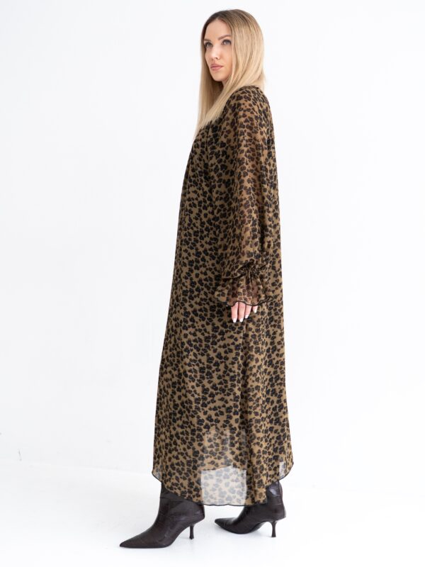 Blown sleeves dress | Dark brown