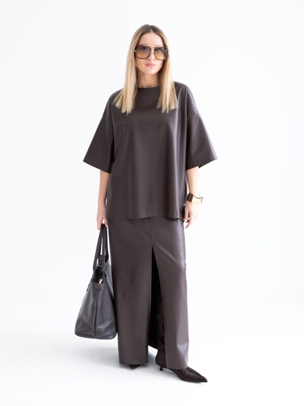 Splited skirt | Dark brown