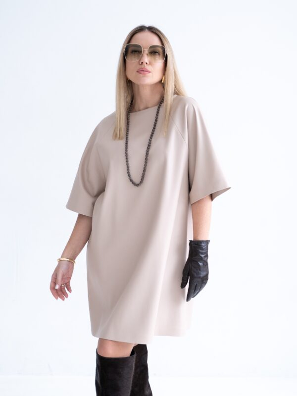 Eco leather dress | Light beige