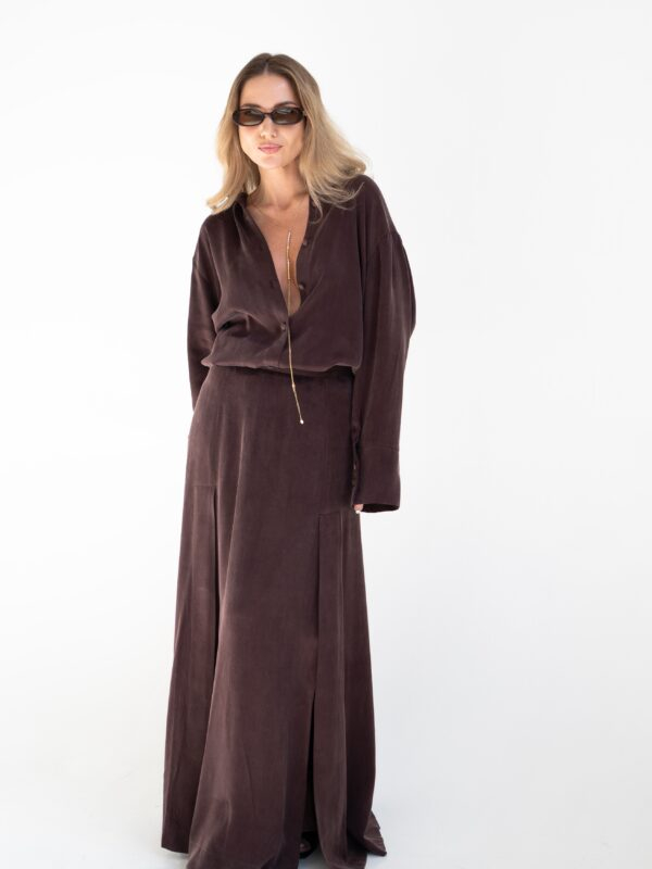 Maxi splited skirt | Chocolate