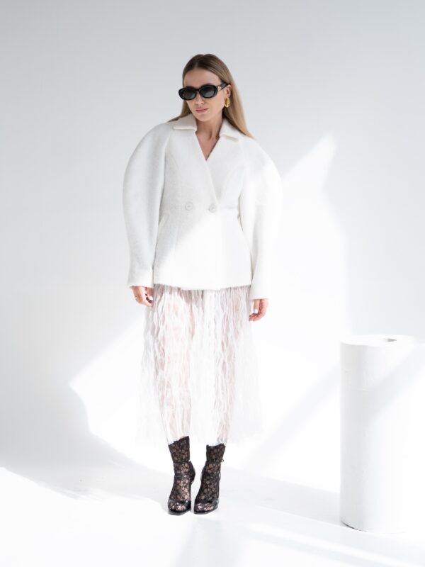 Blown sleeves wool blazer | White