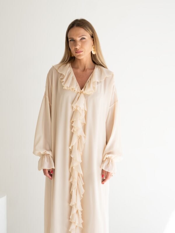 Ruffled midi dress | Beige