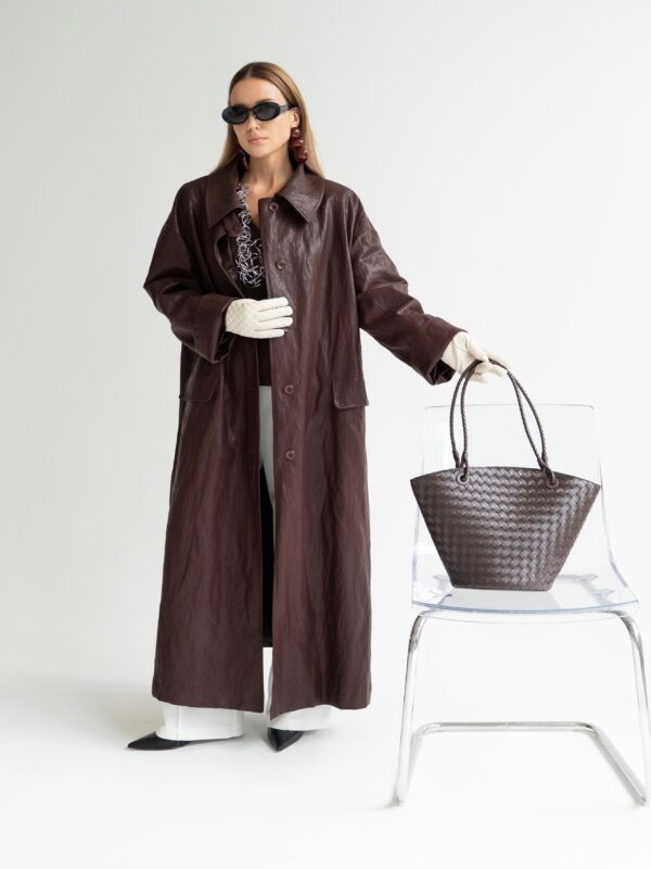 Eco leather coat | Burgundy